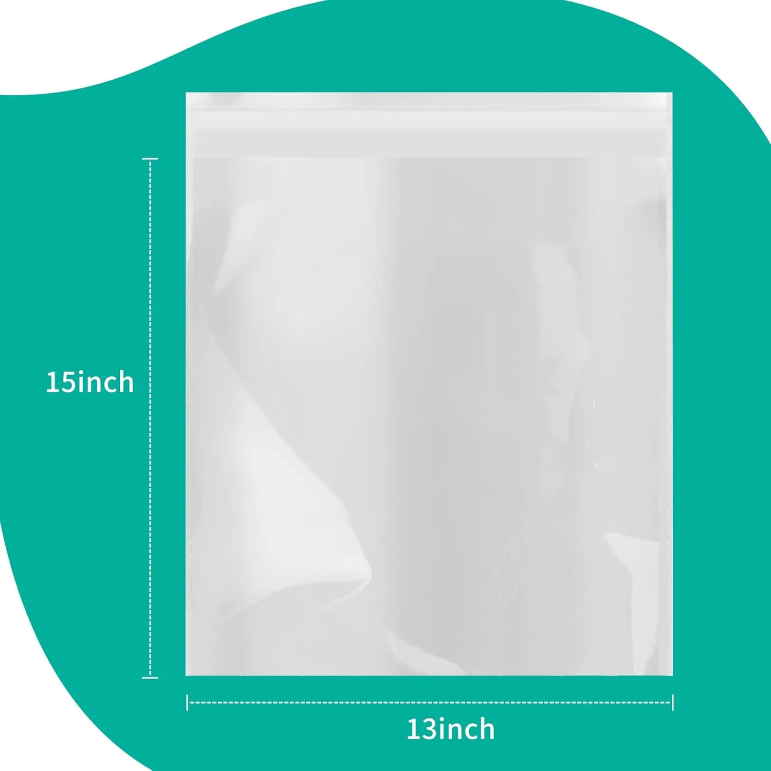 iMailer - 200 Count - 13" x 15" Clear Cellophane Bags Large -Self Seal Cello Resealable Plastic Poly Bags for Clothing, T-Shirts, Pants