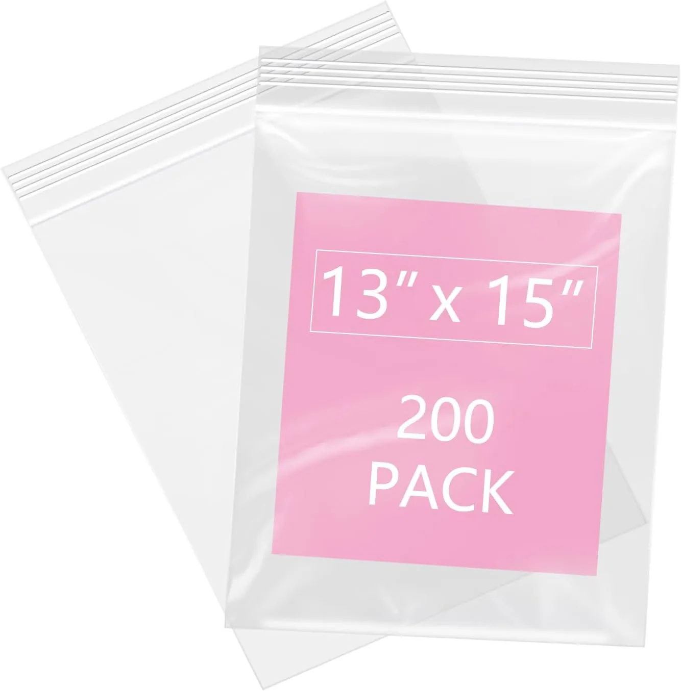 iMailer - 200 Pcs- 13" x 15" Zip Bags- 2 Gallon Zip Bags- Clear Resealable Zip Poly Bag 2 Mil for Clothing, T-Shirts, Pants, Storage
