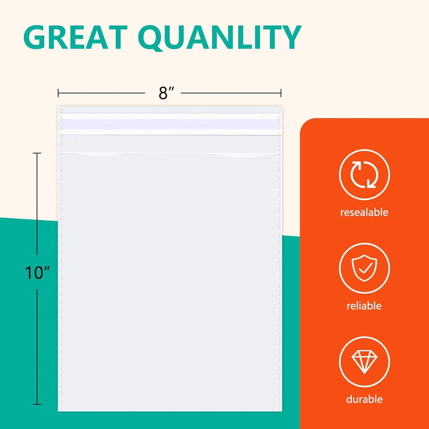 iMailer - 500 Pcs - 8" x 10" Clear Plastic Cellophane Bags - Resealable Self Sealing Cello Bags for Artwork Cards & Envelopes, Photo, Prints, Candies
