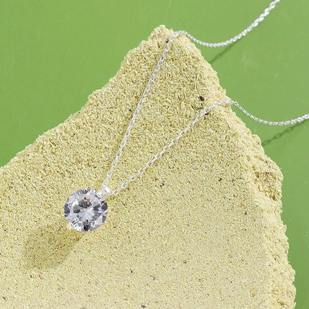 INALIS 925 Sterling Silver Pendant Dazzling 5A Clear Cubic Zirconia Romantic Necklaces