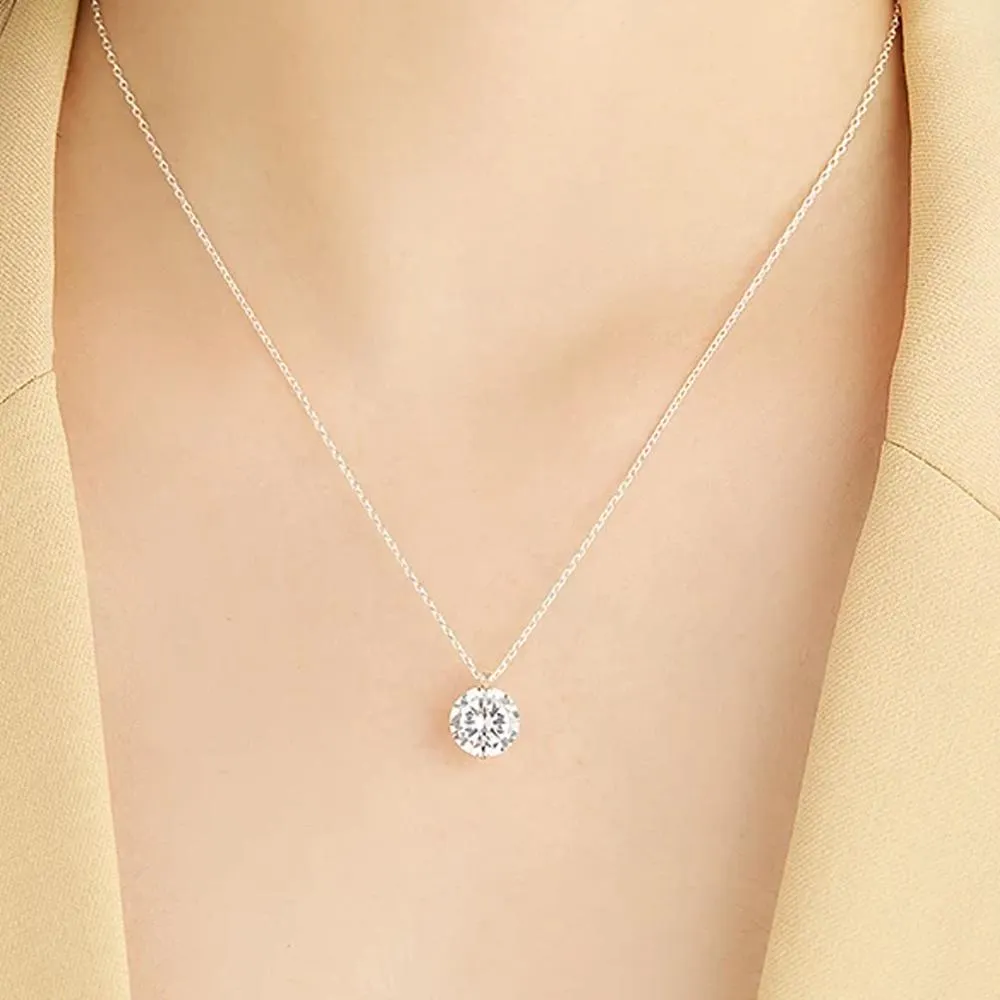 INALIS 925 Sterling Silver Pendant Dazzling 5A Clear Cubic Zirconia Romantic Necklaces