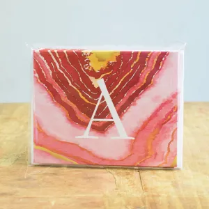 Initial Agate Pink Notecard Set