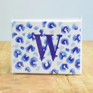 Initial Blue Cheetah Notecard Set