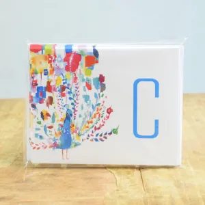 Initial Peacock Notecard Set
