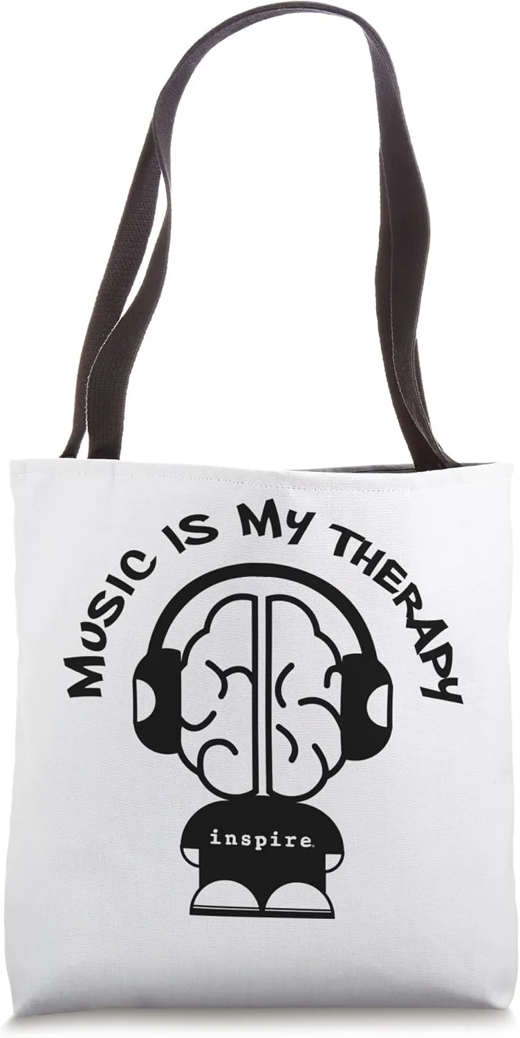 inspire Brand Music is My Therapy Hip Hop Tote Bag