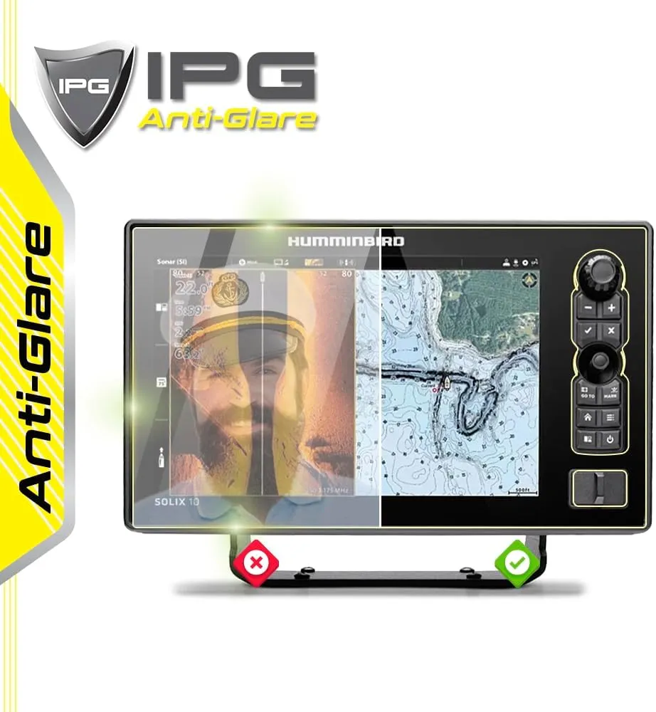 IPG Anti-Glare Made for Humminbird SOLIX 10 CHIRP MEGA SI G3 Display Matte Finish Screen Protector Film, Perfect for Outdoor Use for Solix10