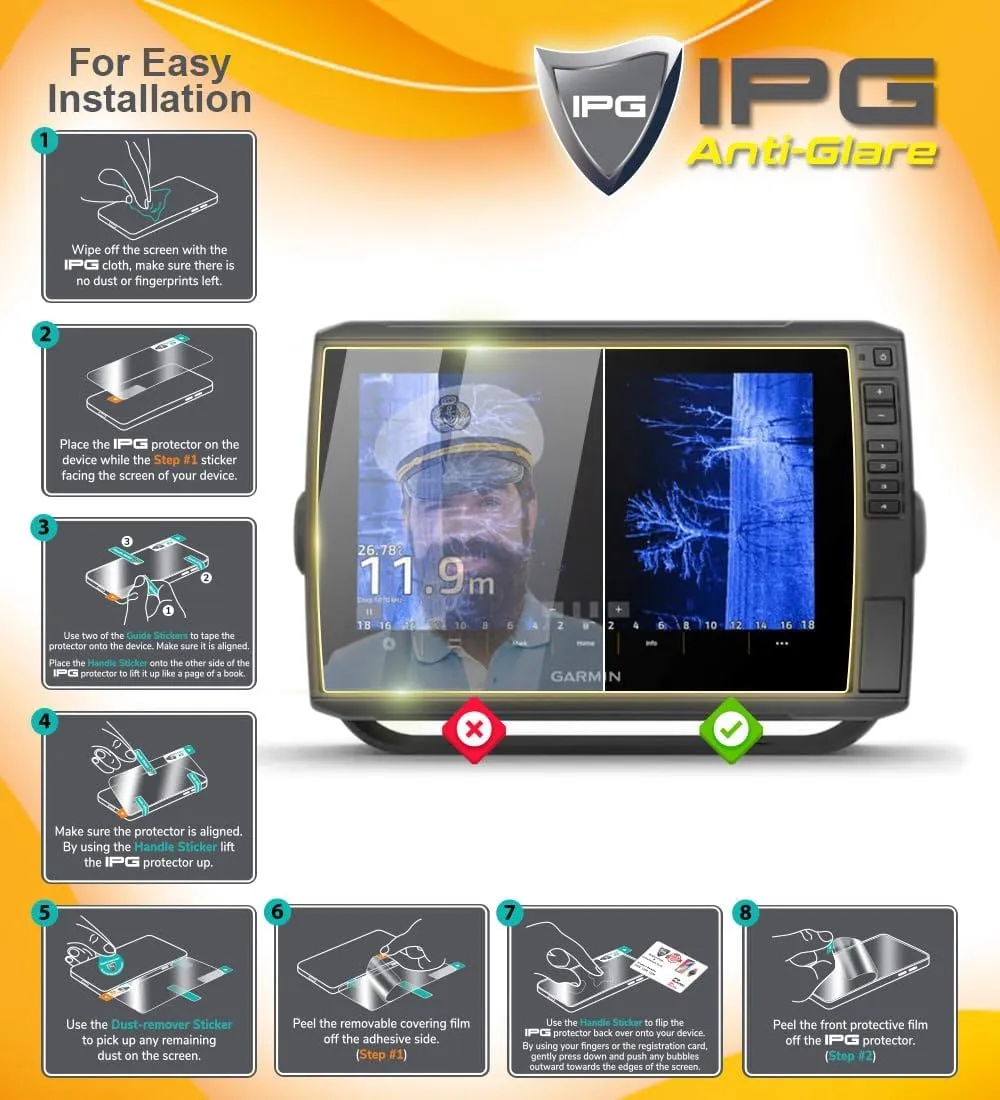 IPG Anti-Glare Made for Humminbird SOLIX 10 CHIRP MEGA SI G3 Display Matte Finish Screen Protector Film, Perfect for Outdoor Use for Solix10