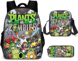 ISaikoy 3 in 1 Game Plants vs. Zombies Backpack Bookbag School Bag Shoulder Bag Handbag Pencil Bag 4