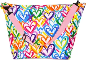 iscream   Corey Paige Designs 23.5" x 16" Weekender Travel Tote Bag with Vibrant Nylon Exterior and Adjustable Strap - Graffiti Hearts