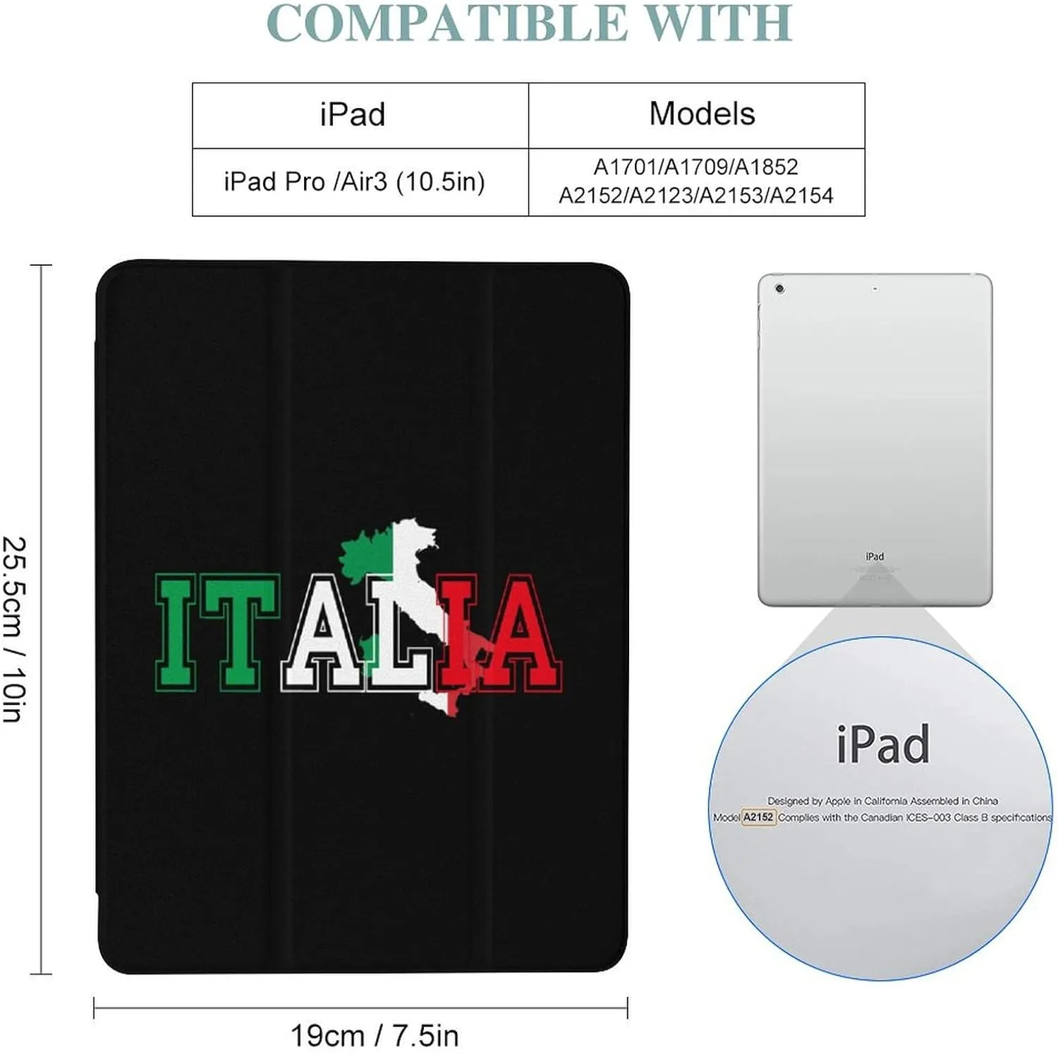 Italia Flag Colors Italia Map Protective Case Compatible with Ipad 2017/2018/Air1/Air2/Air3/Pro with Pen Slot Kickstand
