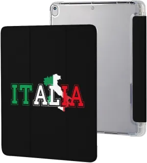Italia Flag Colors Italia Map Protective Case Compatible with Ipad 2017/2018/Air1/Air2/Air3/Pro with Pen Slot Kickstand