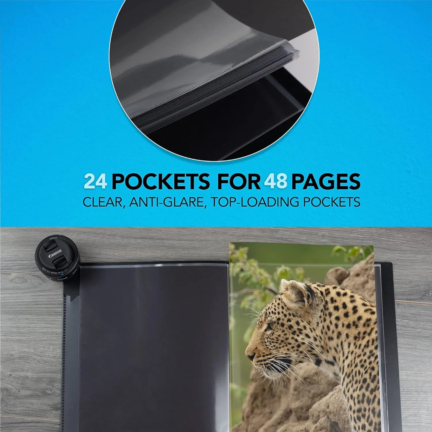 Itoya Original Art ProFolio 13x19 Black Photo Album Book with 48 Pages - Protective Binder with Plastic Sleeves