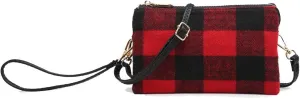 JEN & CO. Riley Plaid Small Crossbody Bags Vegan Leather Wristlet Wallets Clutch Purses Shoulder Handbag for Women