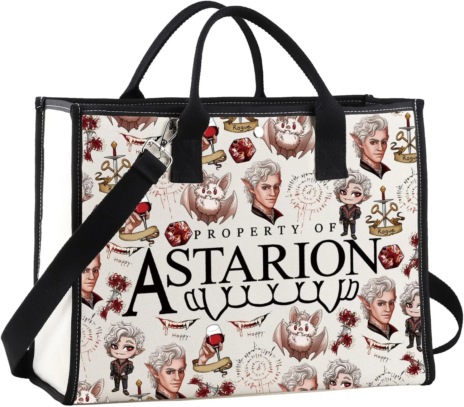 JNIAP BG3 Astarion Makeup Bag BG3 Astarion Gifts Astarion High Elf Gifts Property of Astarion Zipper Pouch BG3 Astarion Merch (of Astarion Tote)