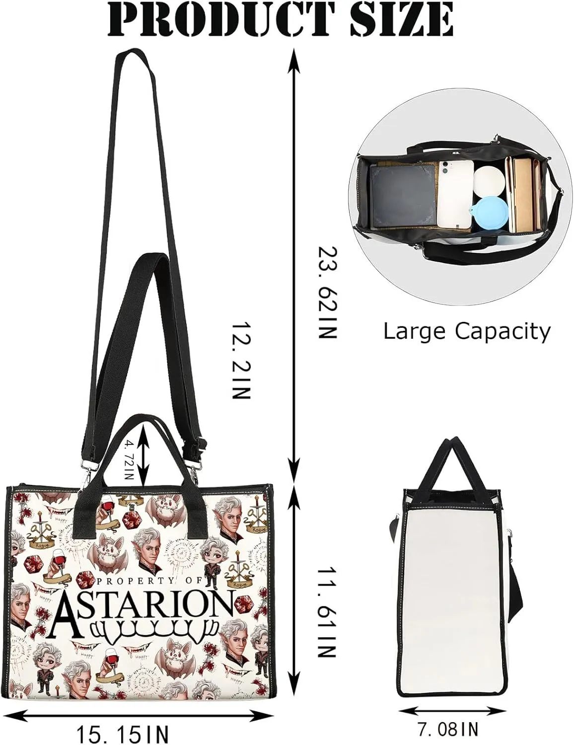 JNIAP BG3 Astarion Makeup Bag BG3 Astarion Gifts Astarion High Elf Gifts Property of Astarion Zipper Pouch BG3 Astarion Merch (of Astarion Tote)