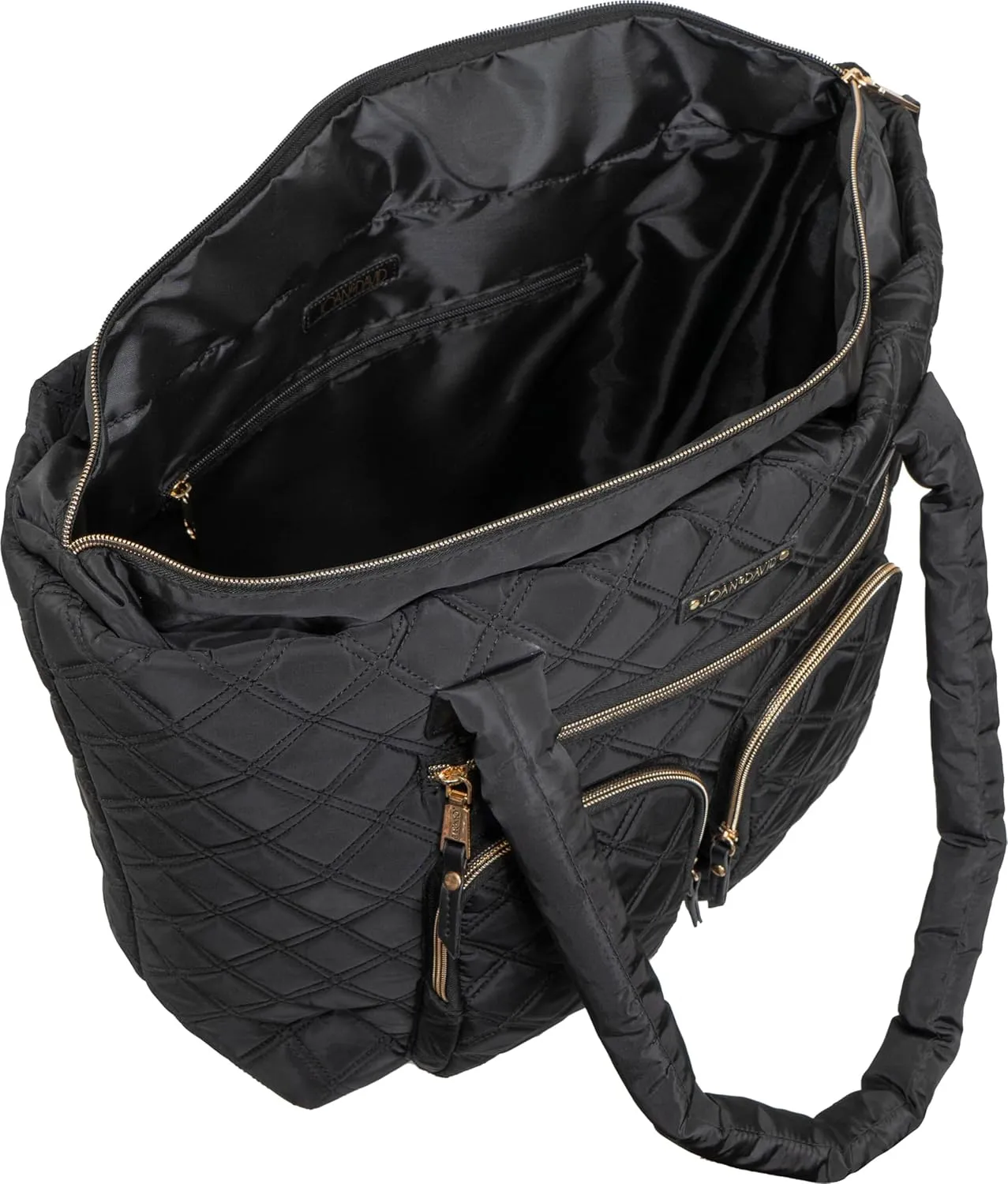 Joan & David 21 Inch Diamond Quilted Nylon Workbook Tote (Black)