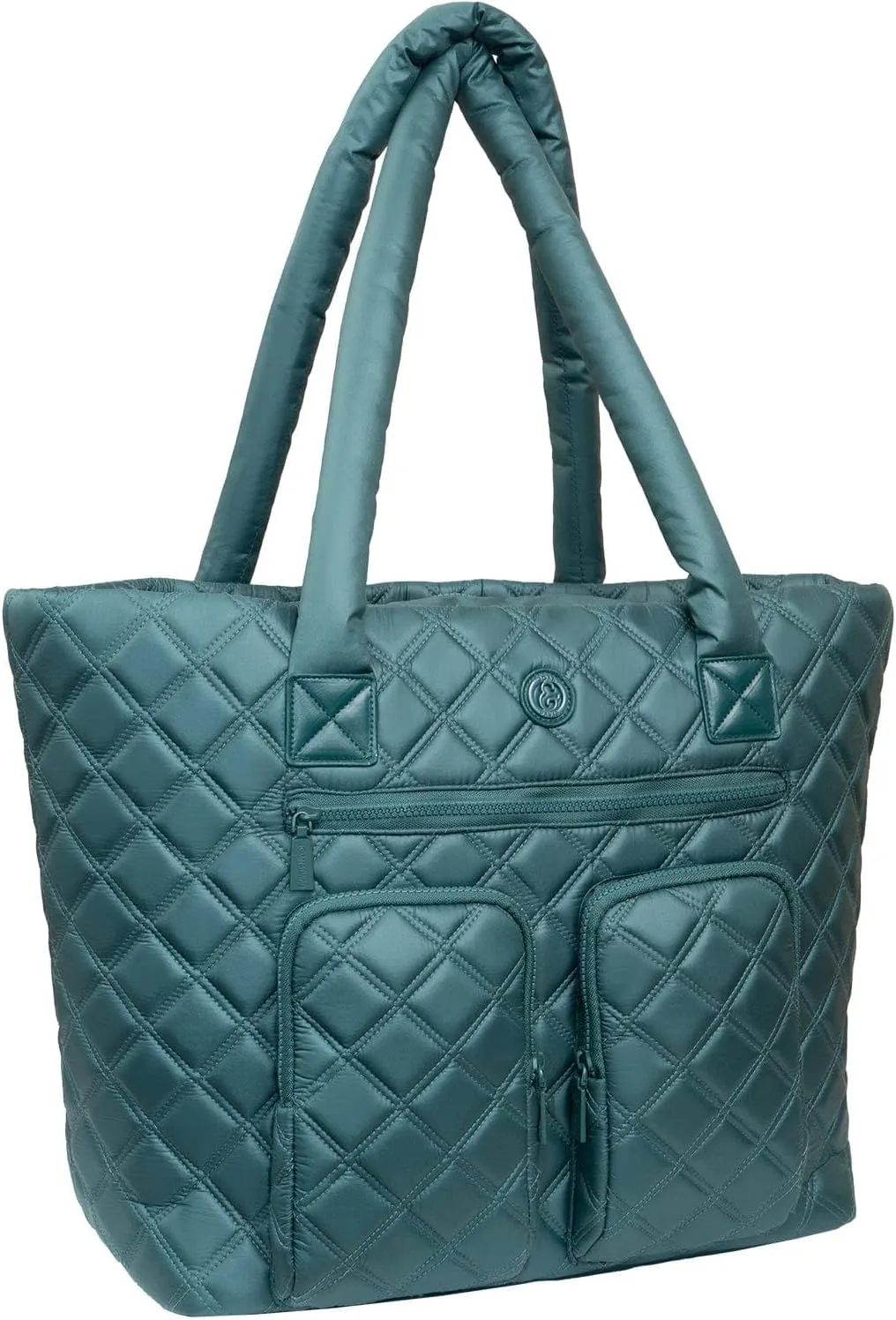 Joan & David 21 Inch Diamond Quilted Puffer Nylon Travel Workbook Tote (Spruce)