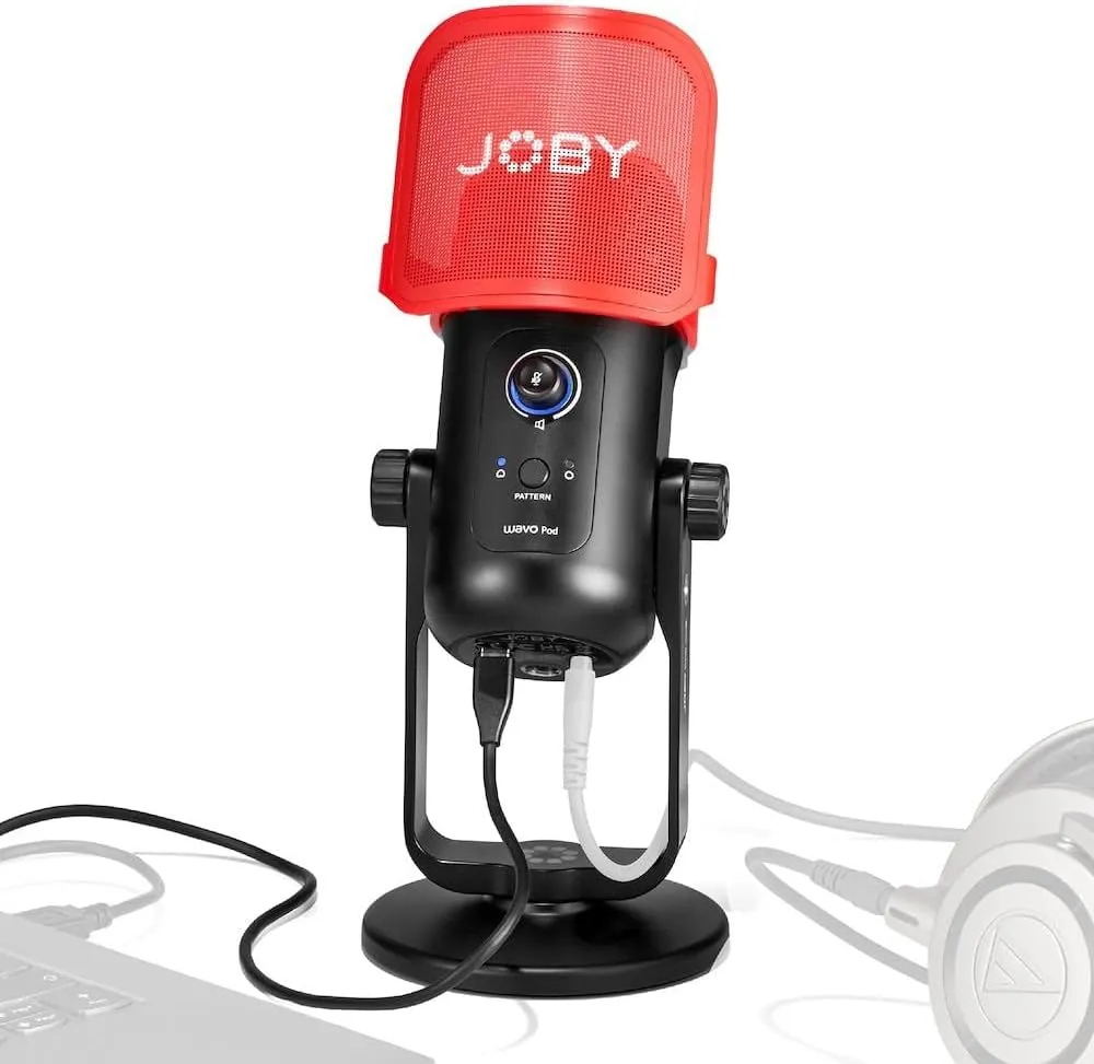 JOBY Wavo POD USB Condenser PC Microphone for Streaming, Podcasting, Mute and Gain Controls, Live Monitoring, Plug & Play for PC and Mac, ASMR Microphone, Condenser Microphones