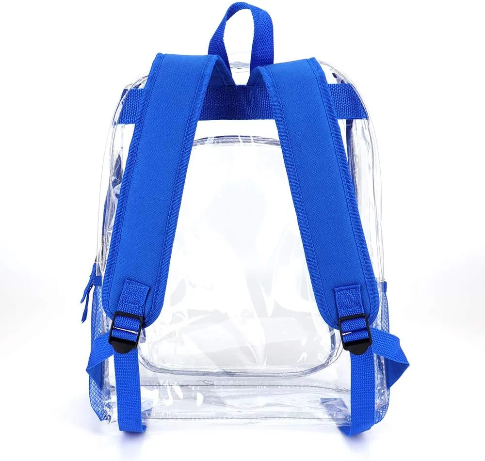 JOMPARO Blue Heavy Duty Clear Backpack for School Boys Girls Adults, Large Clear Bookbag