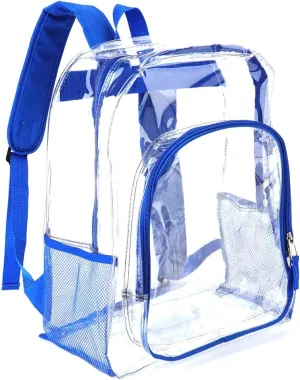 JOMPARO Blue Heavy Duty Clear Backpack for School Boys Girls Adults, Large Clear Bookbag