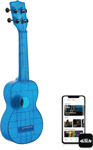 Kala Brand Music Co. The Waterman Sea Glass Collection, 4-String Ukulele, Right, Cobalt Blue, Soprano (KA-WMT-BL-S)