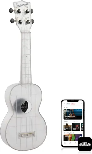 Kala Brand Music Co. The Waterman Sea Glass Collection, 4-String Ukulele, Right, Frosted Glass, Soprano (KA-WMT-CL-S)