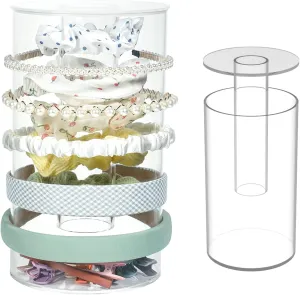 Kamehame Headband and Scrunchie Holder, Bottom Can Place Small Hair Accessories, Clear Acrylic Organizer for Hair Accessories, Hair Clips, Hair Ties, Bows, Pins and More