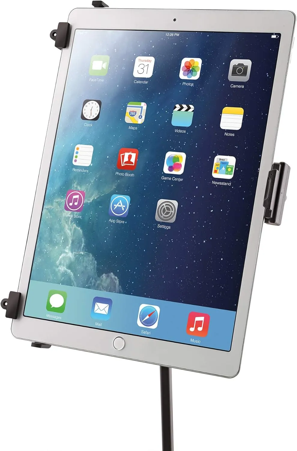 K&M - Konig & Meyer 19790.516.55 - Universal Tablet iPad Holder for Mic Stand - Switch Landscape to Portrait - Professional Grade for all Musicians - Studio or Remote Home Use - German Made - Black