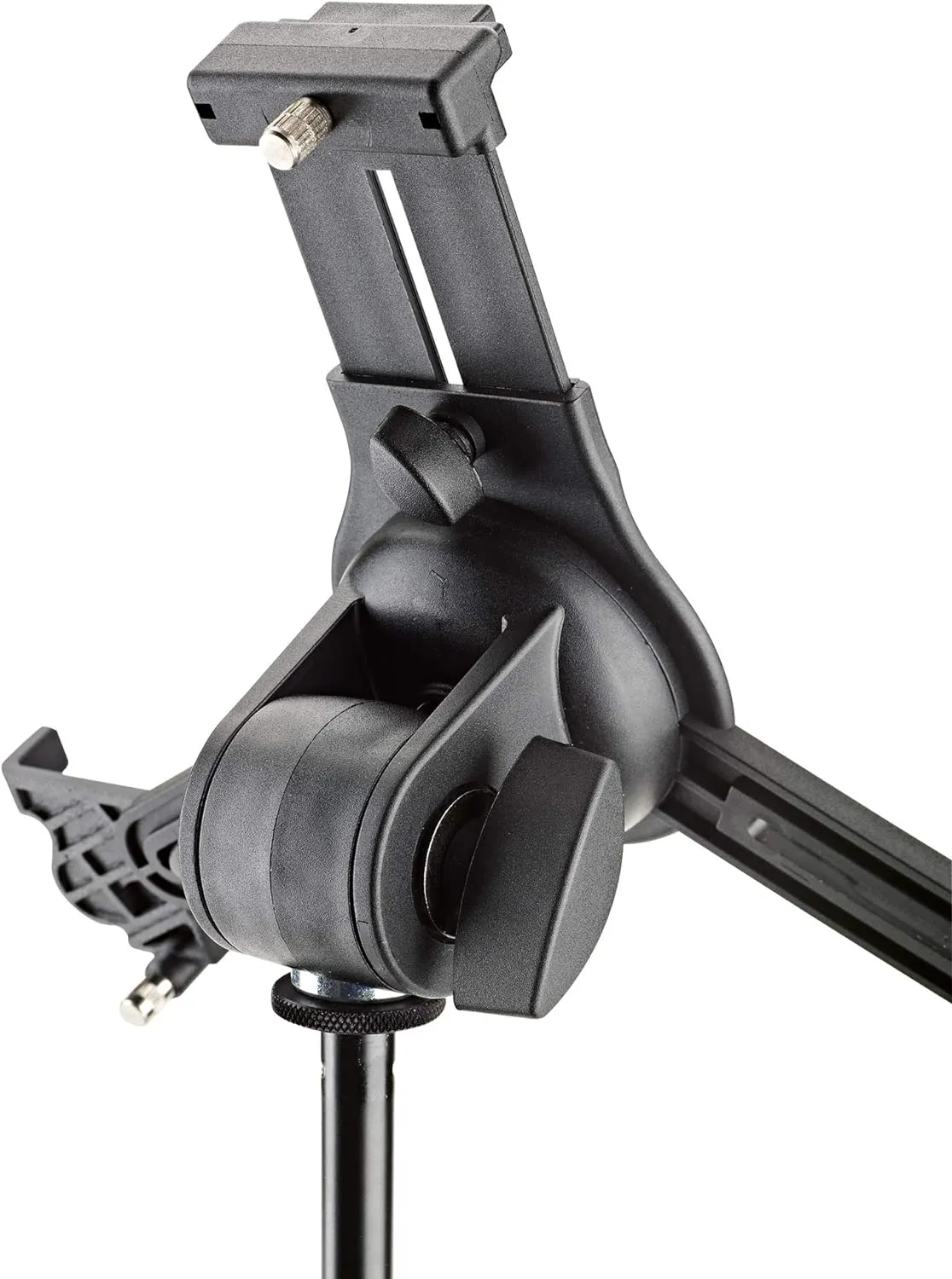 K&M - Konig & Meyer 19790.516.55 - Universal Tablet iPad Holder for Mic Stand - Switch Landscape to Portrait - Professional Grade for all Musicians - Studio or Remote Home Use - German Made - Black