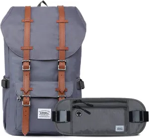 KAUKKO Laptop Outdoor Backpack, Traveling Rucksack Fits 15.6 Inch Laptop(0-Grey(2PC))