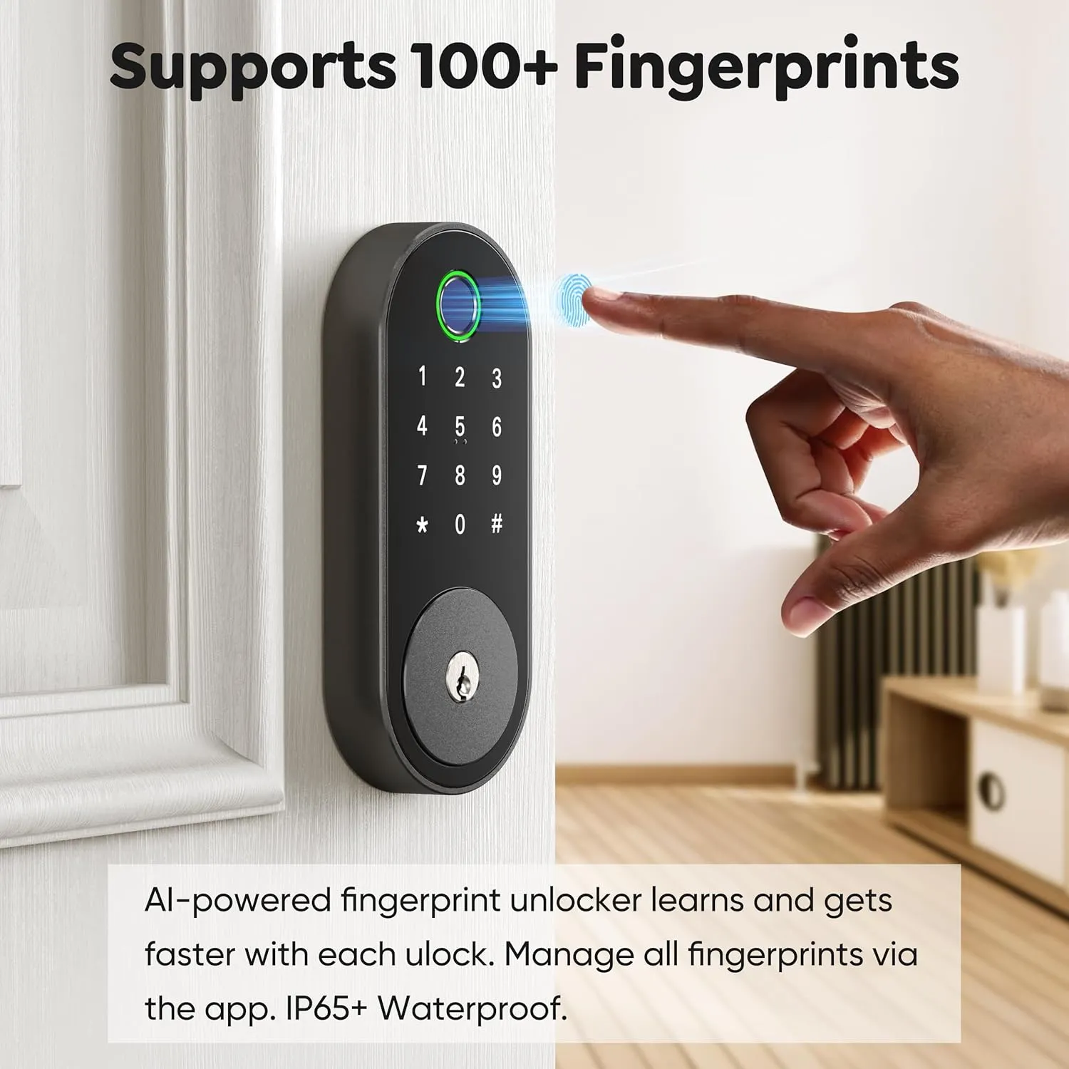 Keyless-Entry Fingerprint Deadbolt Smart Lock: Sifely Keyless Entry Door Lock, Digital Door Keypad, Electronic Deadbolt with Fingerprint & Code Access, Auto Locking, Easy to Install (Black)