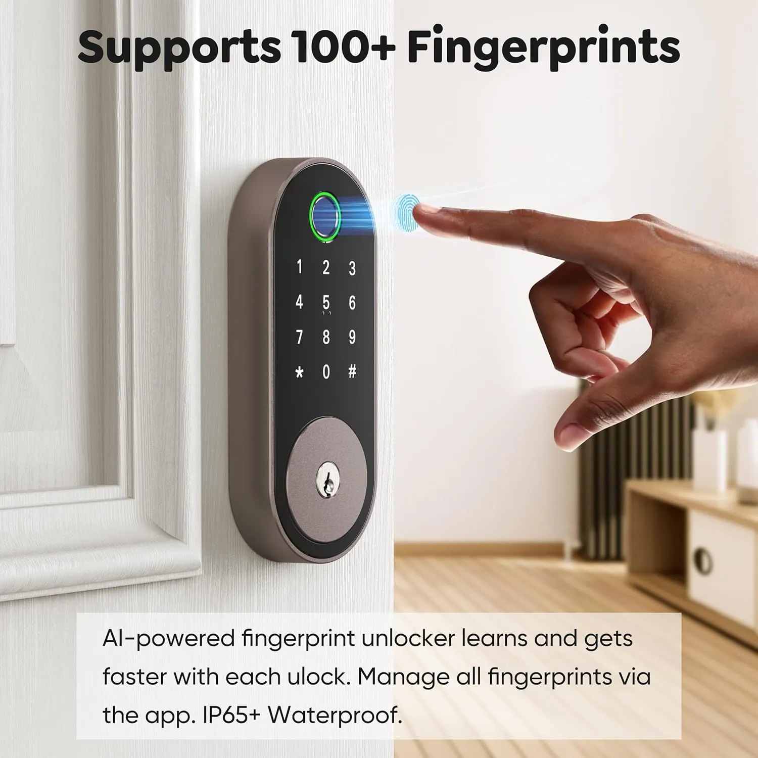 Keyless-Entry Fingerprint Deadbolt Smart Lock: Sifely Keyless Entry Door Lock, Digital Door Keypad, Electronic Deadbolt with Fingerprint & Code Access, Auto Locking, Easy to Install (Bronze)