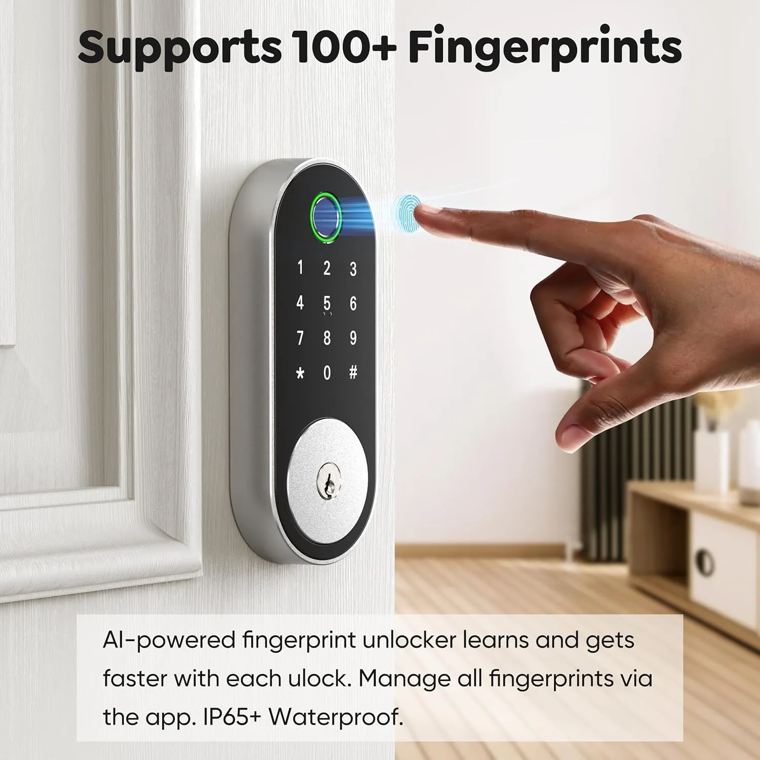 Keyless-Entry Fingerprint Deadbolt Smart Lock: Sifely Keyless Entry Door Lock, Digital Door Keypad, Electronic Deadbolt with Fingerprint & Code Access, Auto Locking, Easy to Install (Silver)