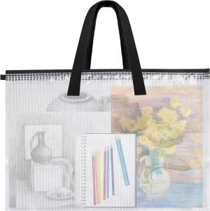 Klmnop Large Art Portfolio Bag, 34 x 47 Inch Art Portfolio Case Poster Storage Bag with Handle and Zipper, Portfolio Folder for Artwork(Clear)