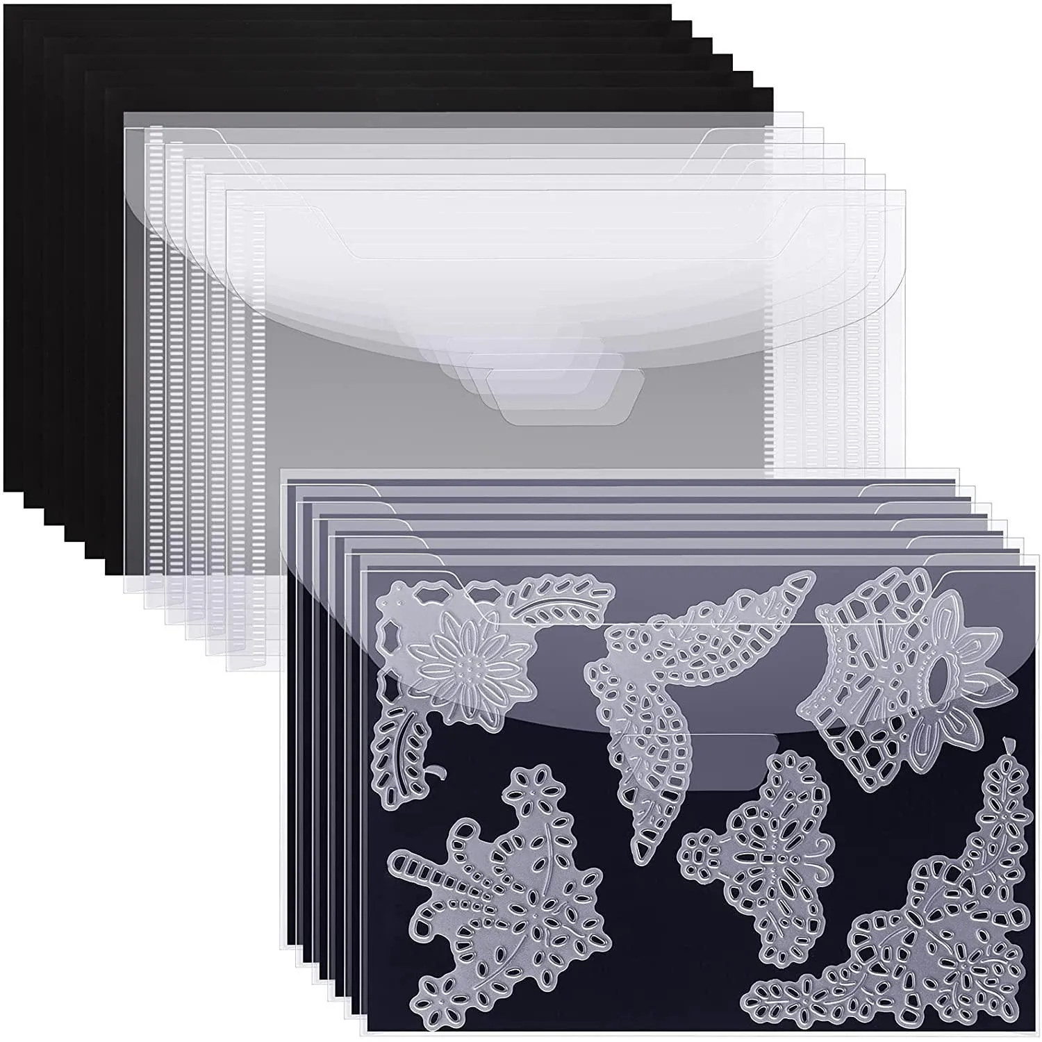 Kokorosa Transparent Filing Envelopes Bag Document Folder and Rubber Magnetic Sheets