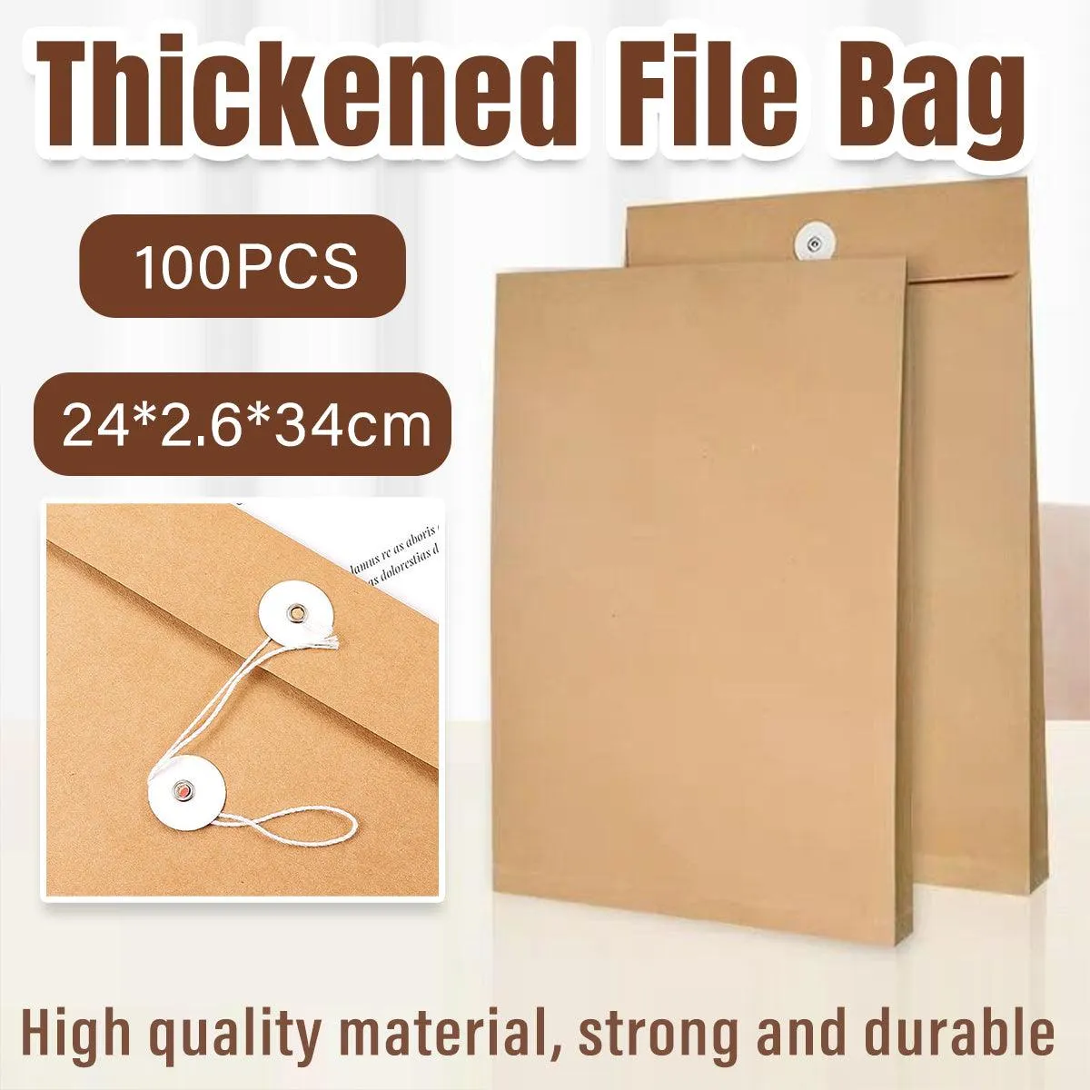 Kraft Paper Envelope File Folder 100PCS