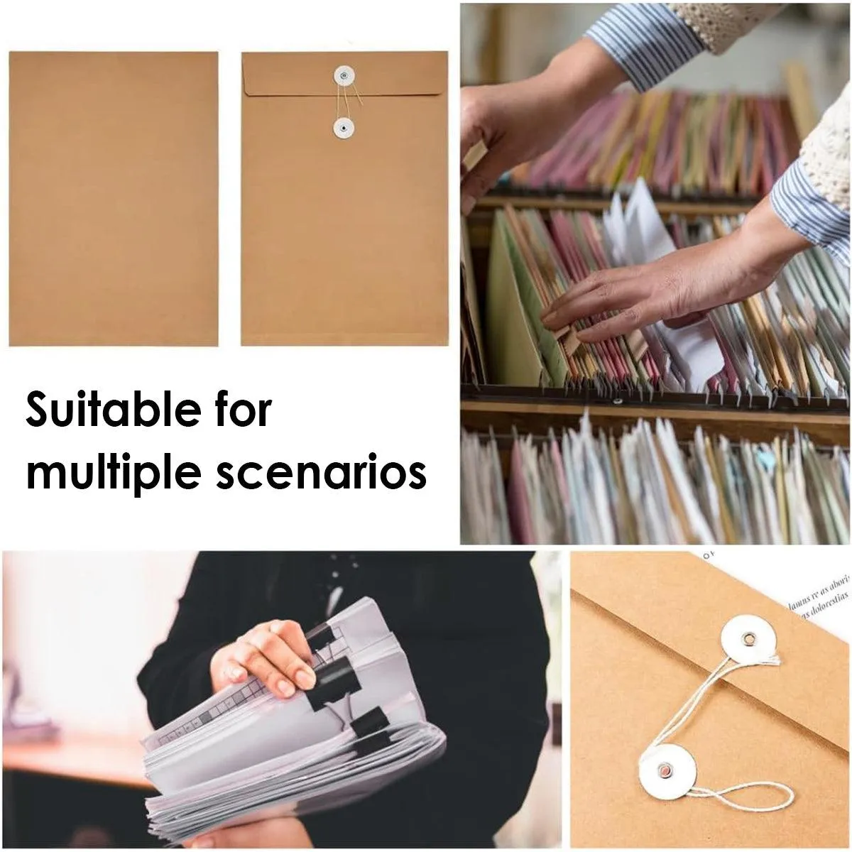 Kraft Paper Envelope File Folder 100PCS