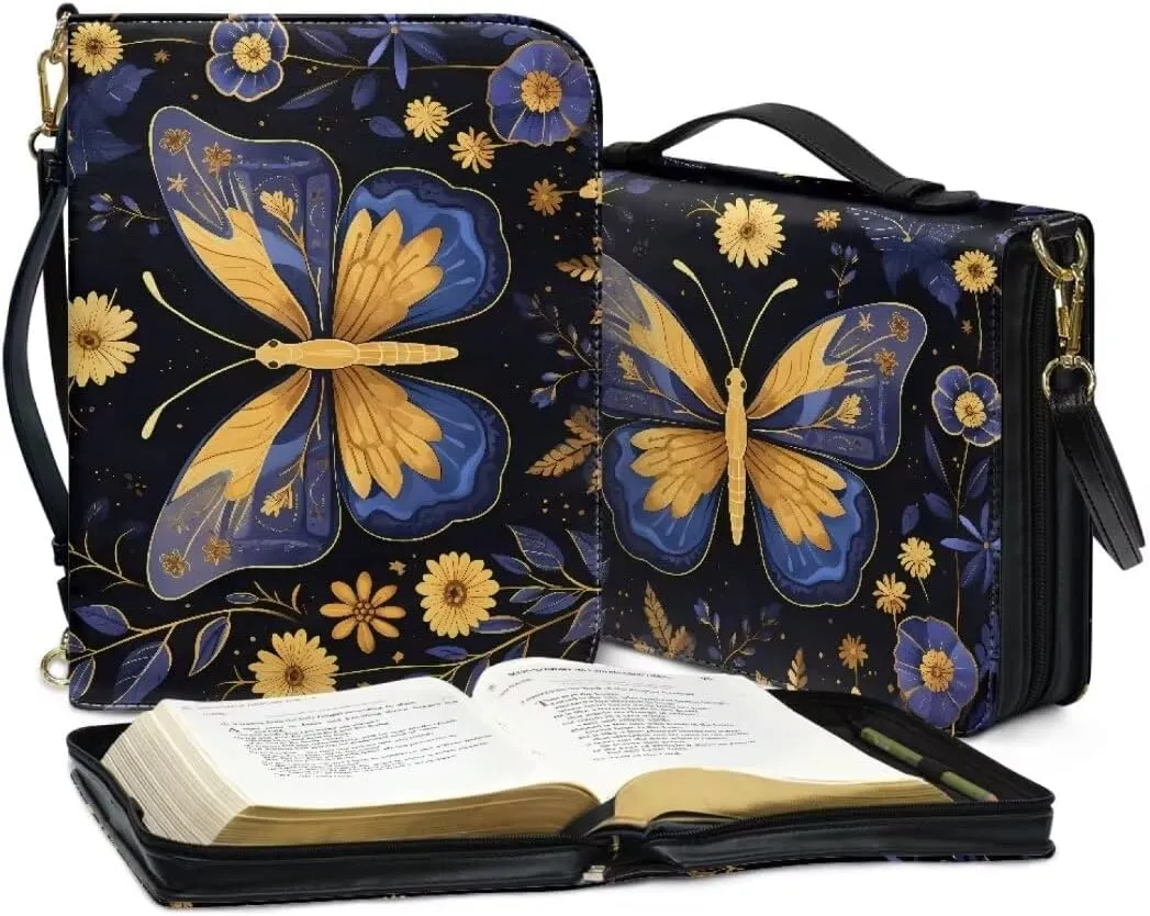 Kuiaobaty Bible Cover PU Leather Bible Protective Cover Zipper Bible Cases for Women Men