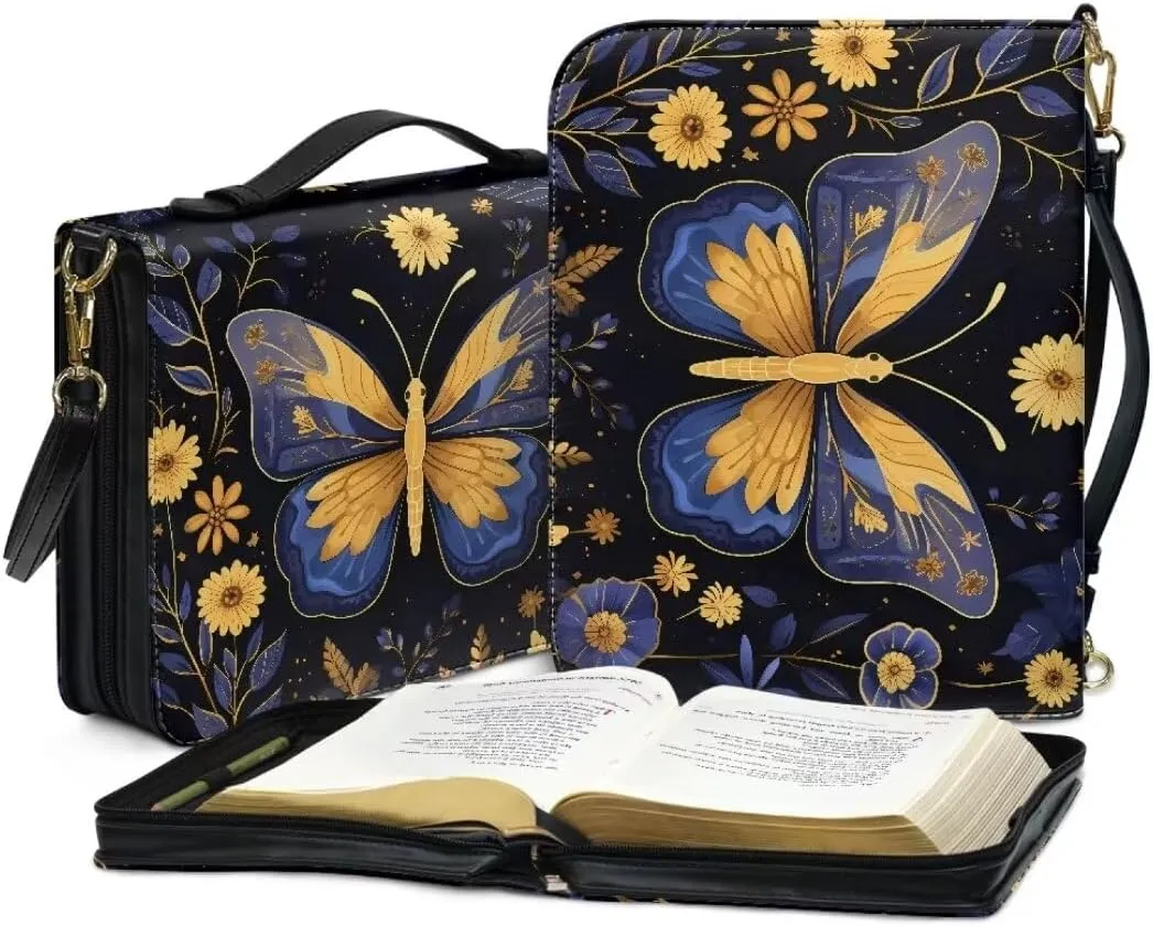 Kuiaobaty Bible Cover PU Leather Bible Protective Cover Zipper Bible Cases for Women Men