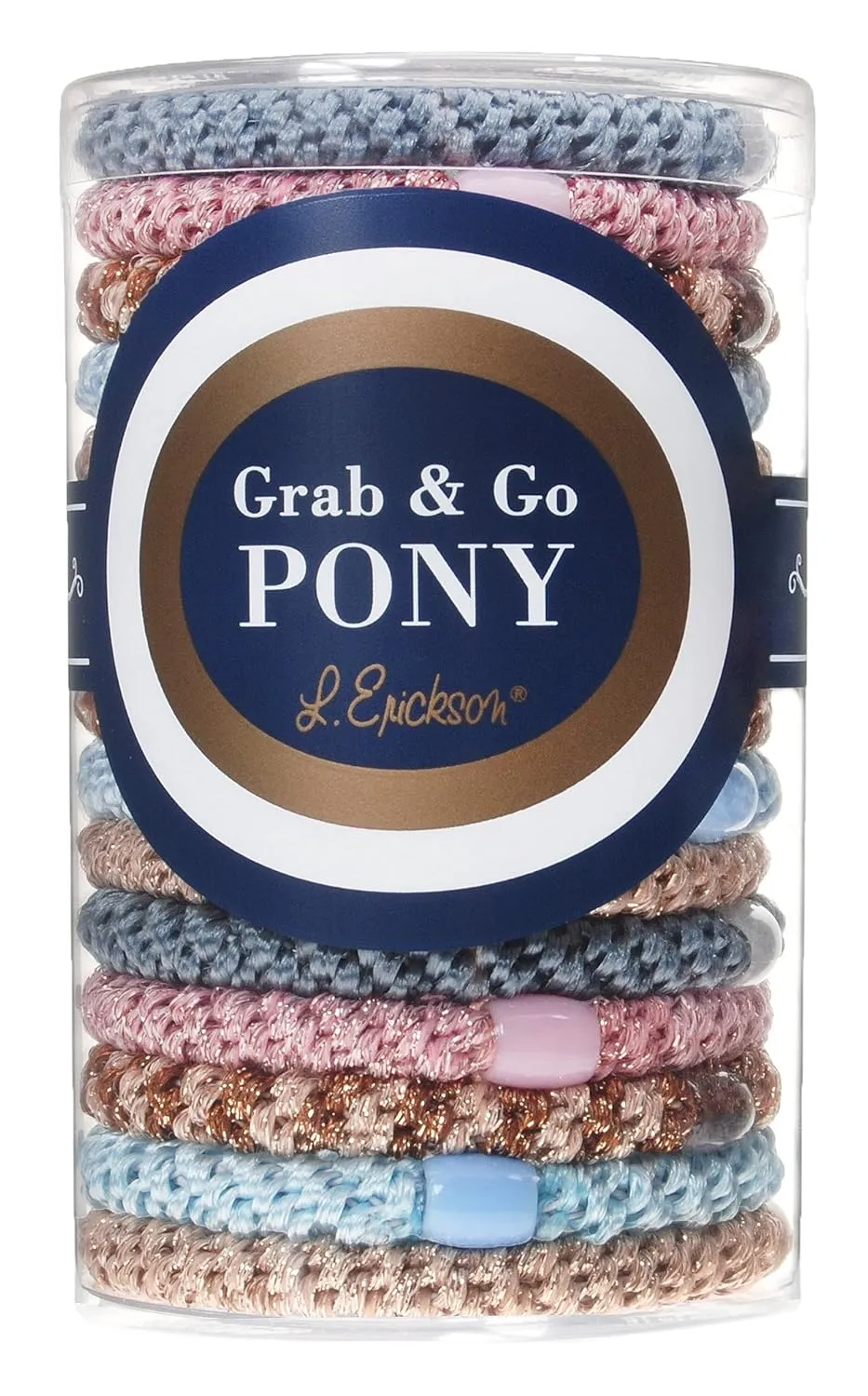 L. Erickson Grab & Go Pony Tube - Ballerina - 15 Pack Ponytail Holder Hair Ties