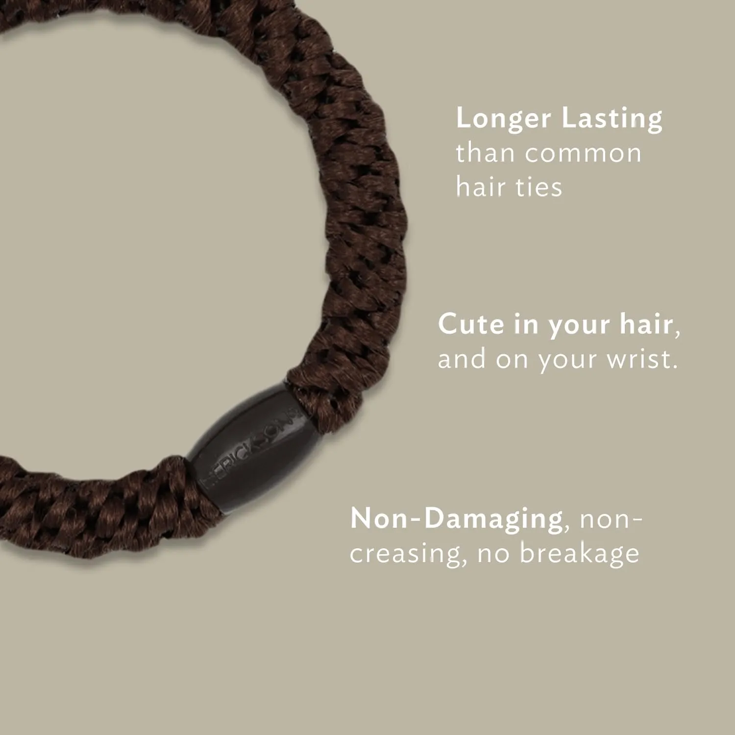 L. Erickson Grab & Go Pony Tube - Black Metallic - 15 Pack Ponytail Holder Hair Ties