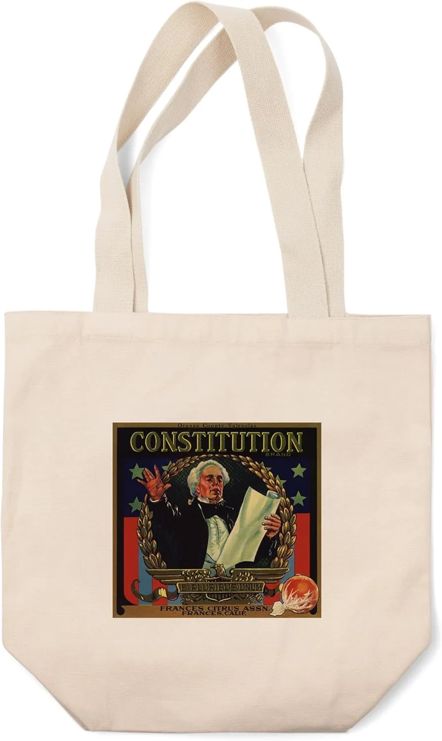 Lantern Press Constitution Brand, California, Citrus Crate Label (100% Cotton Canvas Reusable Tote Bag)