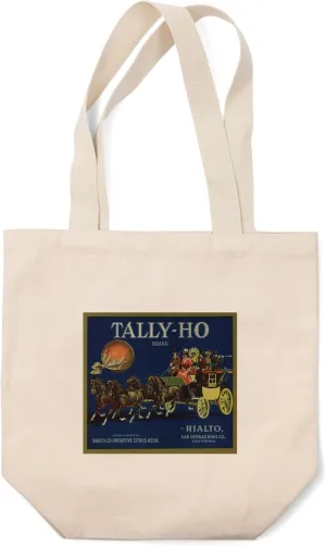 Lantern Press Tally Ho Brand, Rialto, California, Citrus Crate Label (100% Cotton Canvas Reusable Tote Bag)