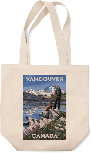 Lantern Press Vancouver, Canada, Get Out and Hike (100% Cotton Canvas Reusable Tote Bag)