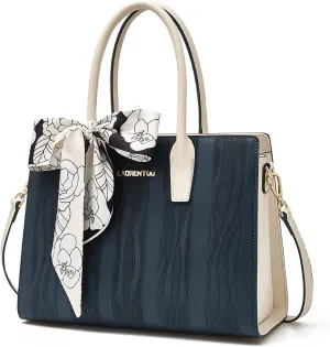 LAORENTOU Cow Leather Tote Handbag for Women Vintage Shoulder Satchel Bag Top Handle Purse with Embroidery