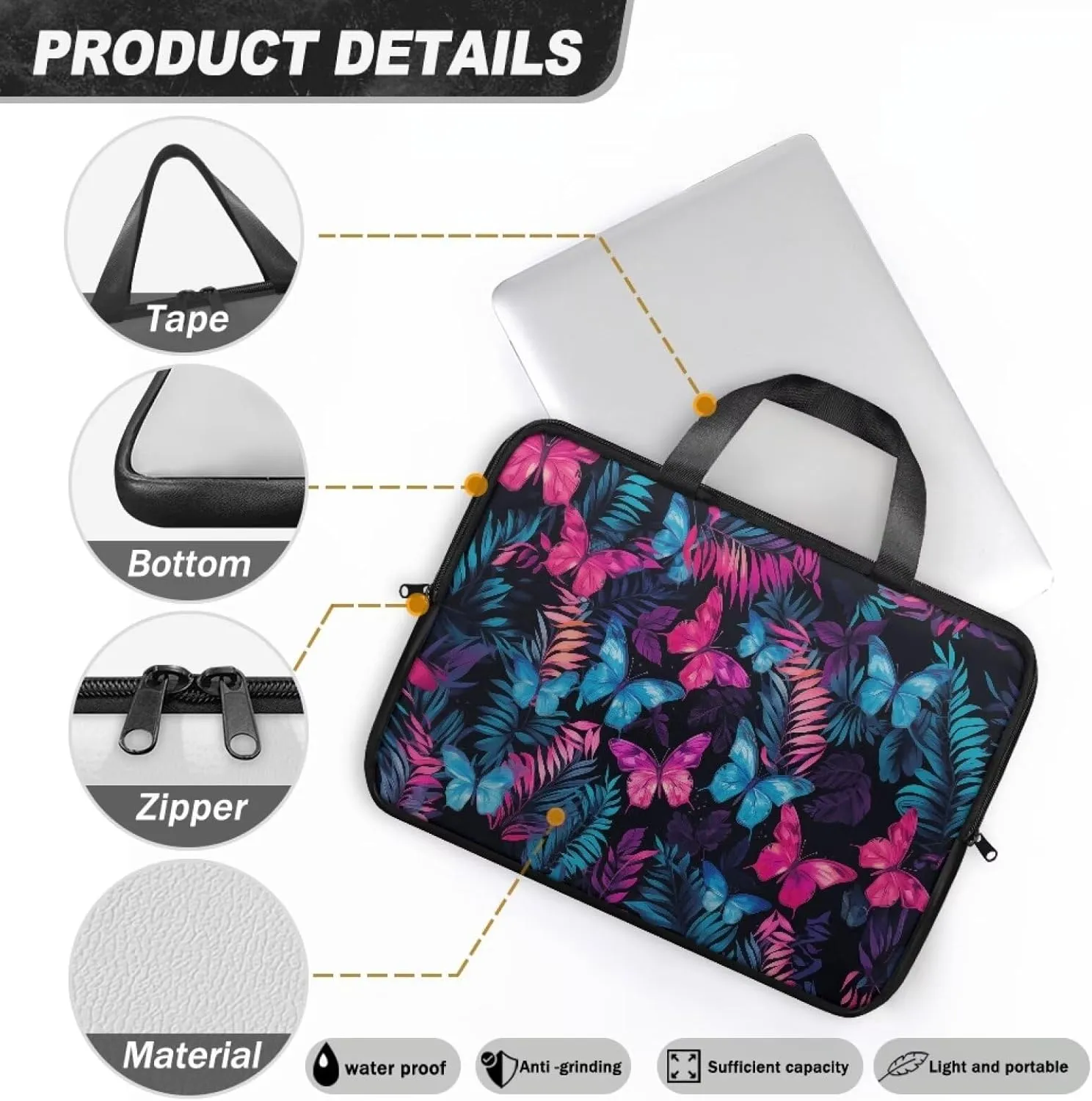 Laptop Bag Case Waterproof Zipper Portable Computer Carrying Bag for Office Business School 10 Inch- 17 Inch