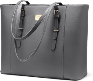 Laptop Bag for Women Large Office Handbags Briefcase Fits Up to 15.6 inch (Updated Version)-Grey