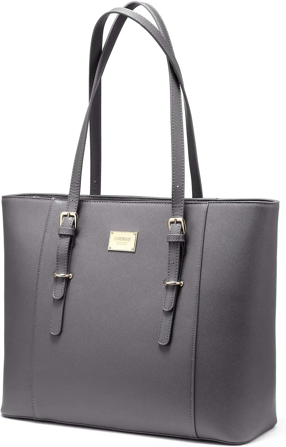 Laptop Bag for Women Large Office Handbags Briefcase Fits Up to 15.6 inch (Updated Version)-Grey