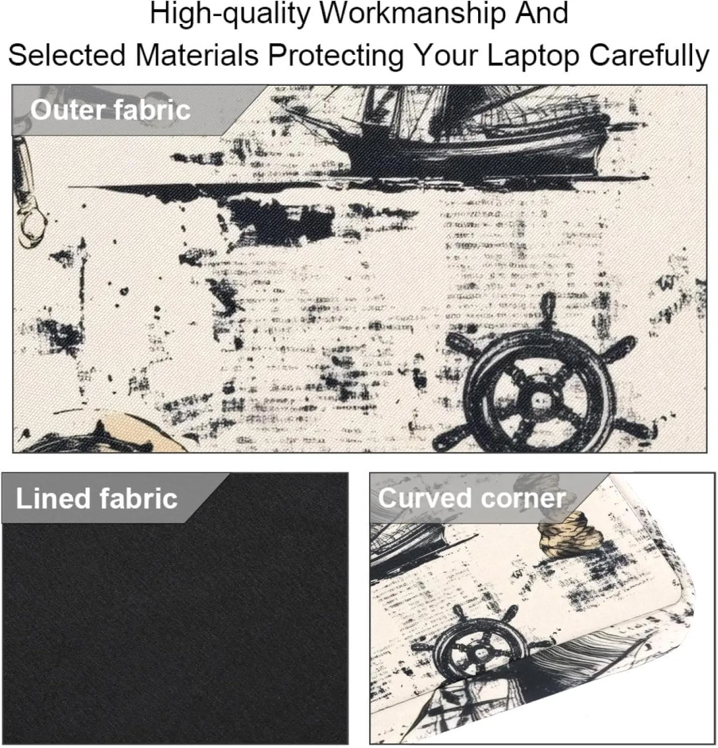 Laptop Bag Messenger Sleeve Vintage Sail Boat Ocean Blue Background Portable Tote Laptop Case Work Business Bag