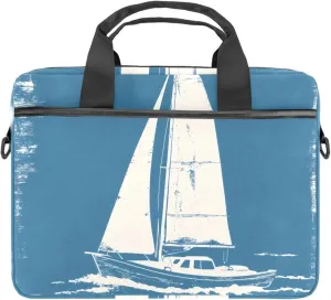 Laptop Bag Messenger Sleeve Vintage Sail Boat Ocean Blue Background Portable Tote Laptop Case Work Business Bag